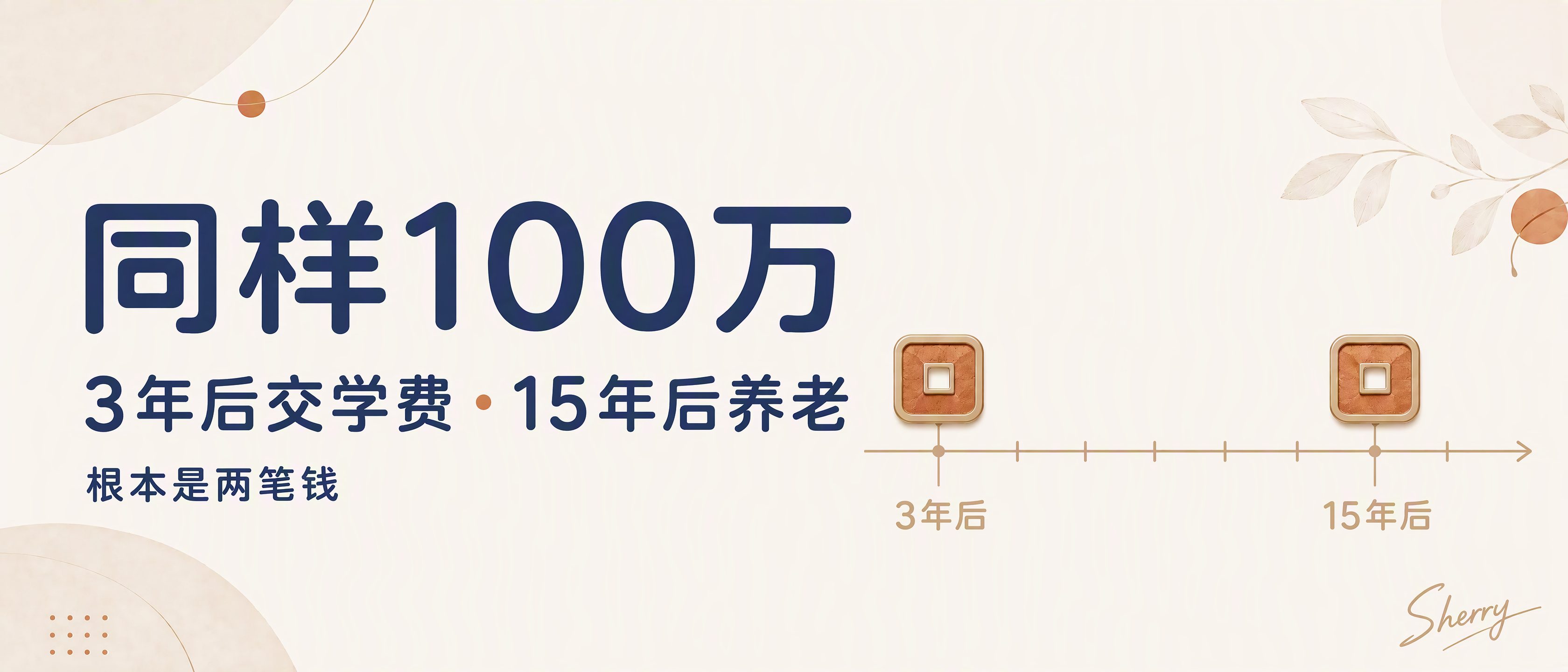 同样100万，3年后交学费和15年后养老，根本是两笔钱