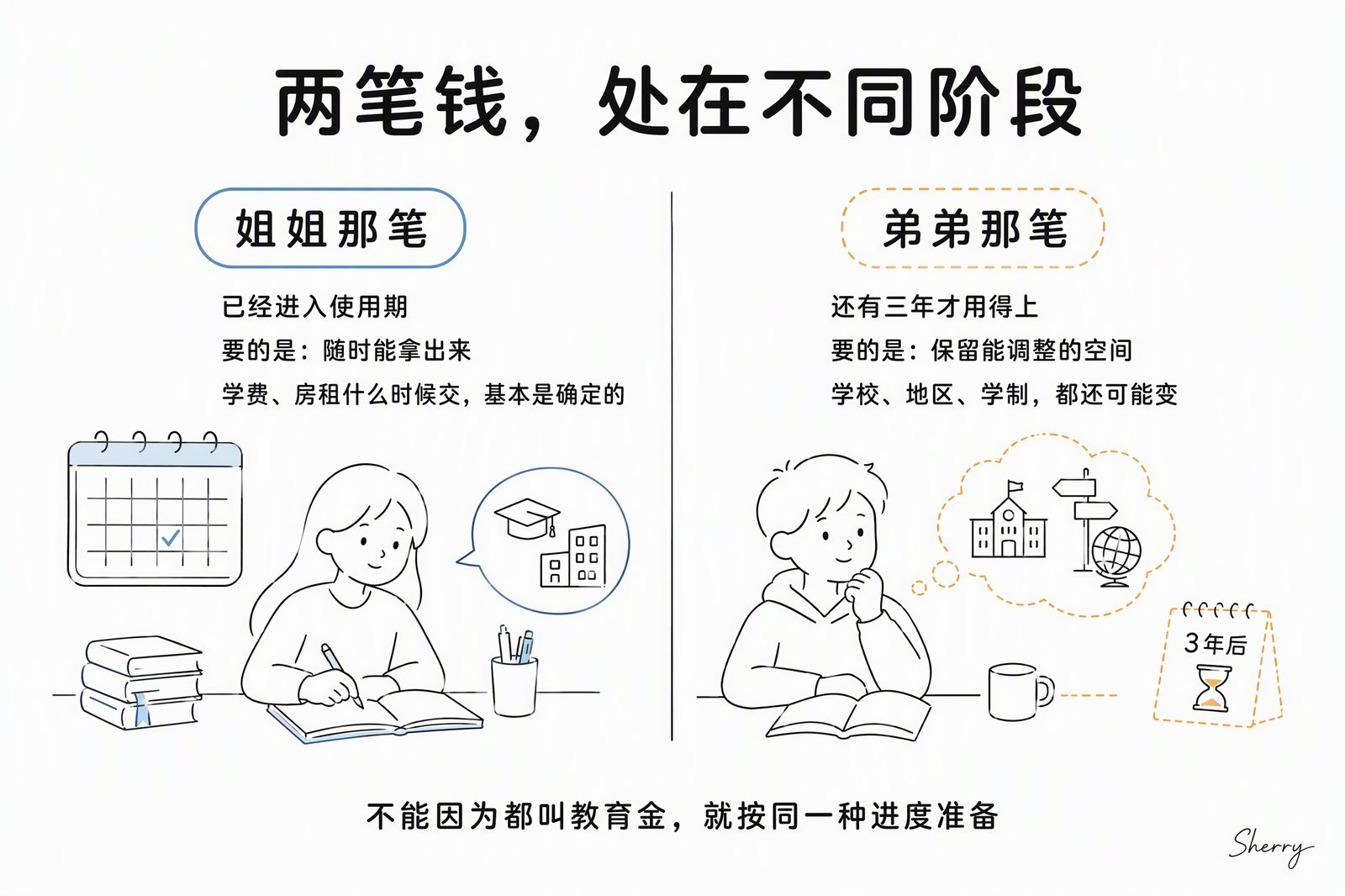两笔钱处在不同阶段